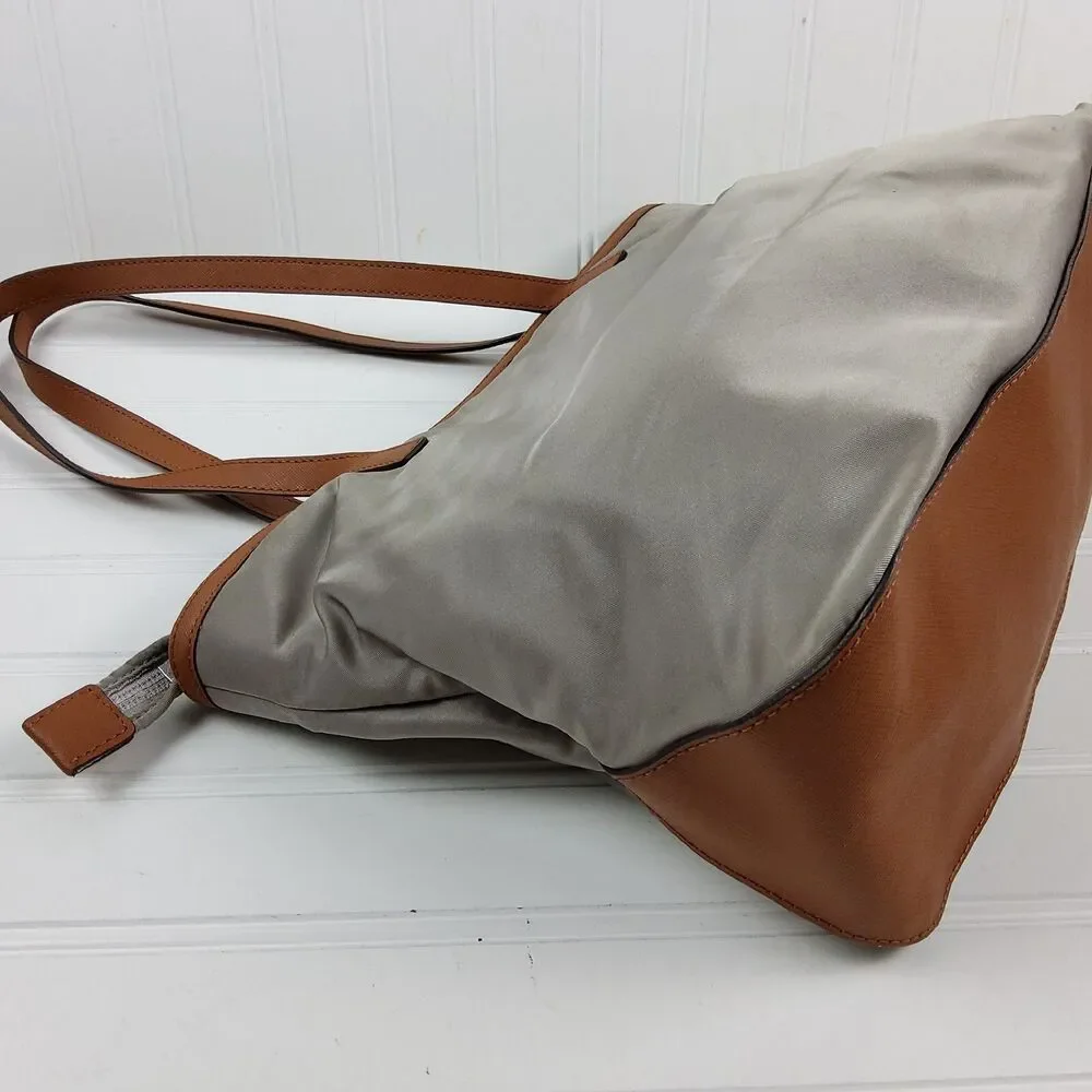 Michael Kors MK Nylon Tote Shoulder Handbag Purse Grey